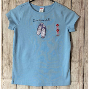 Gymboree Petite Mademoiselle Blue Ballet Slippers T-shirt FLAW nwt Size 12